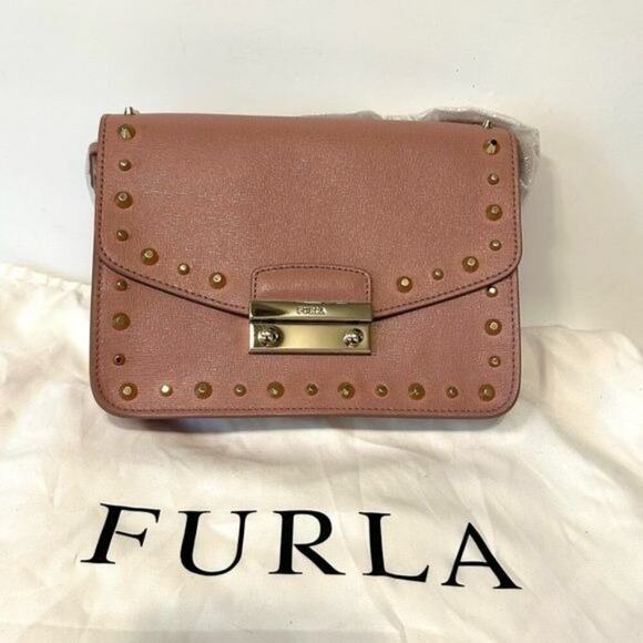 Furla Medium Julia Studded Dusty Pink Leather Bag New with tag - Picture 13 of 15